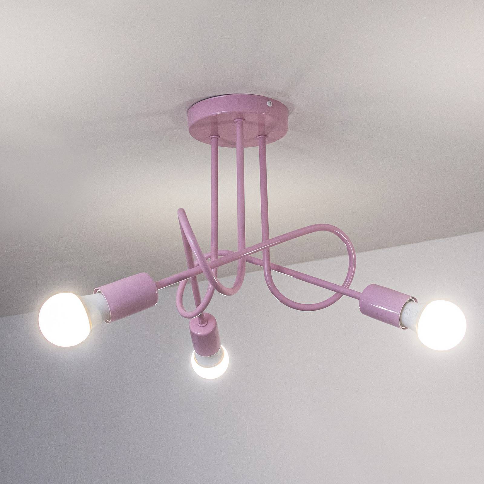 Lampa sufitowa Oxford, jasnoróżowa, Ø 44 cm, metalowa, 3-punktowa