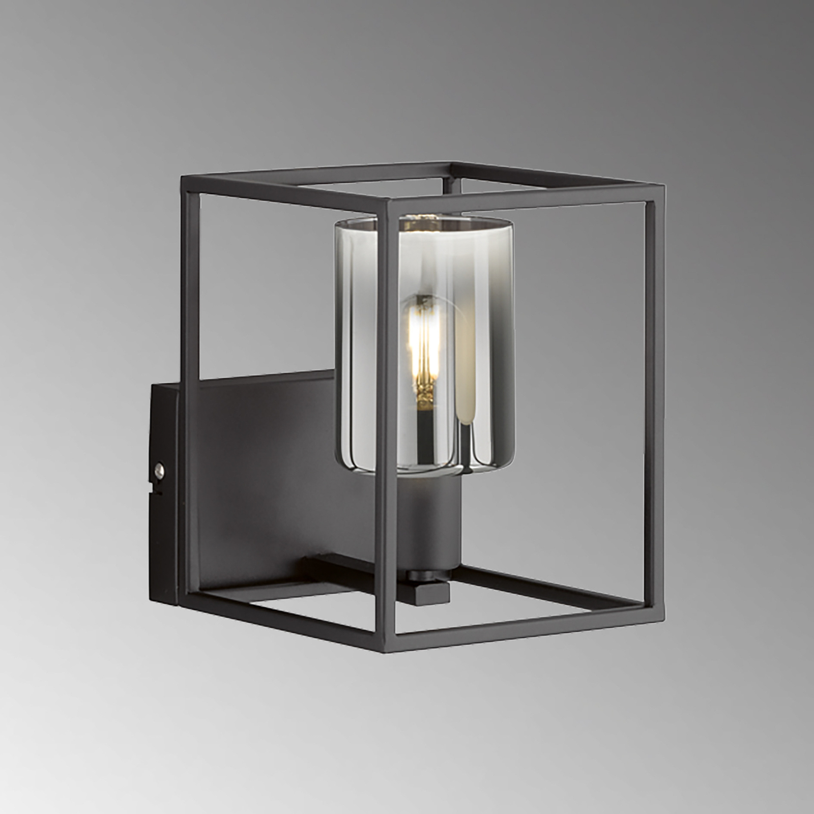 Iska wall light with a frame, glass lampshade