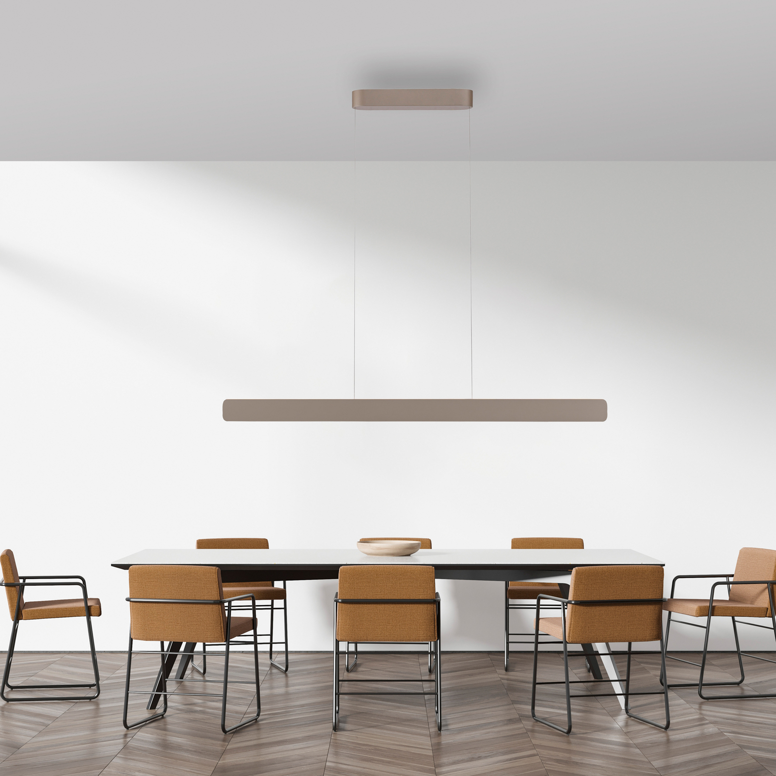 Lámpara colgante LED Q-Stretto de Paul Neuhaus, bronce, 120 cm