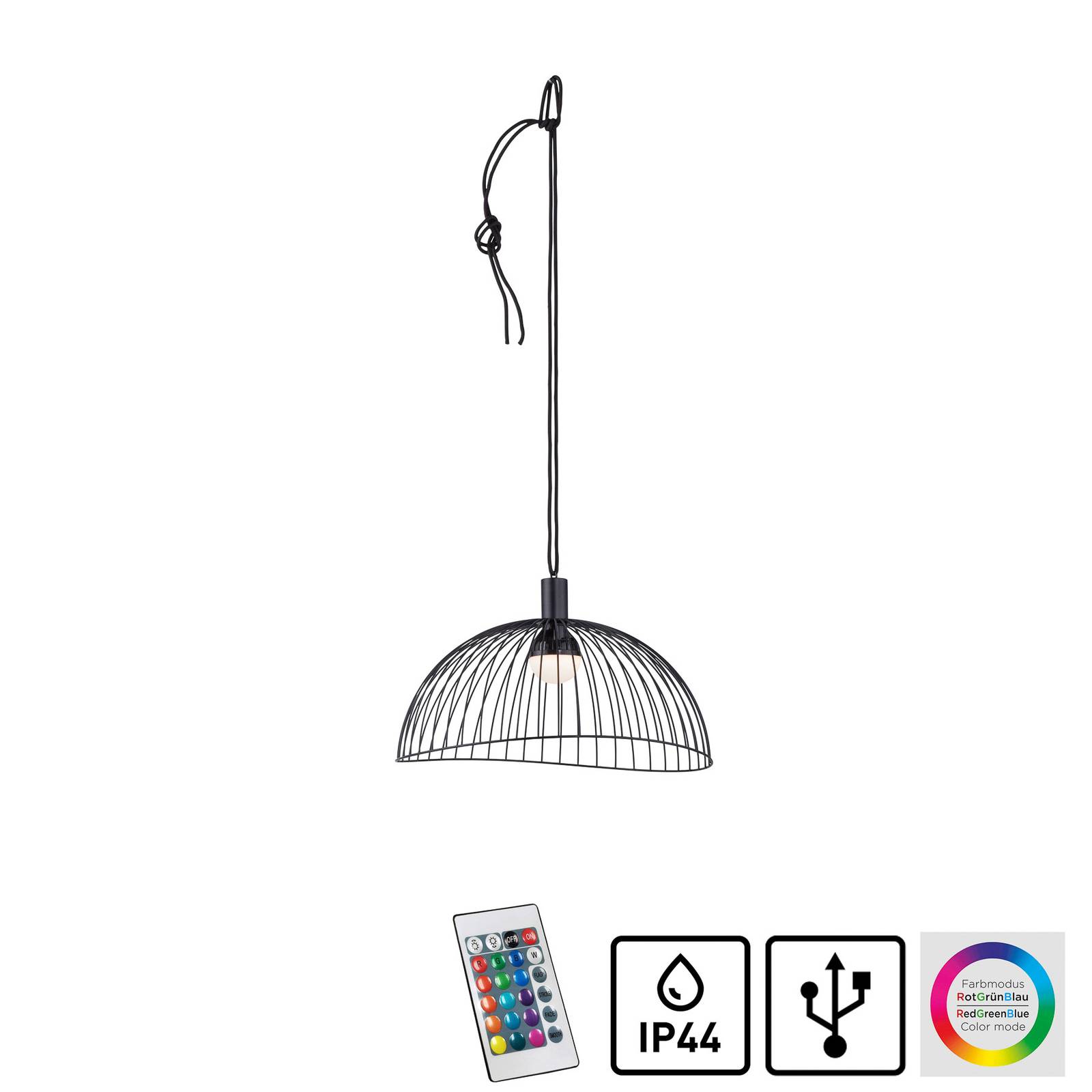 Lampa wisząca LED David klosz z żelaza, ściemniana