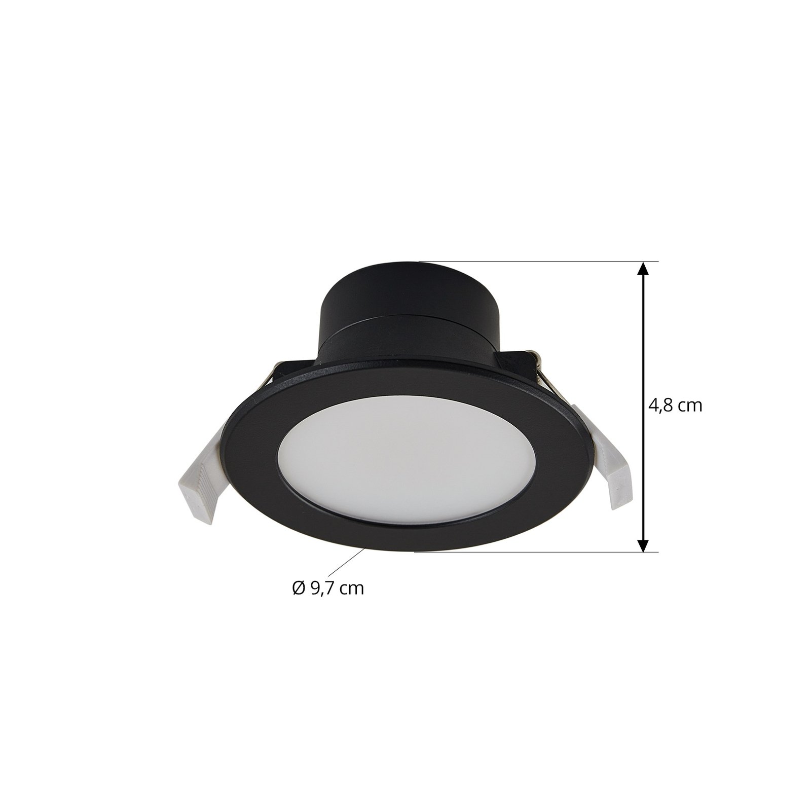 Prios LED innfelt spot Rida, svart, 11,5 cm, 9 W, CCT