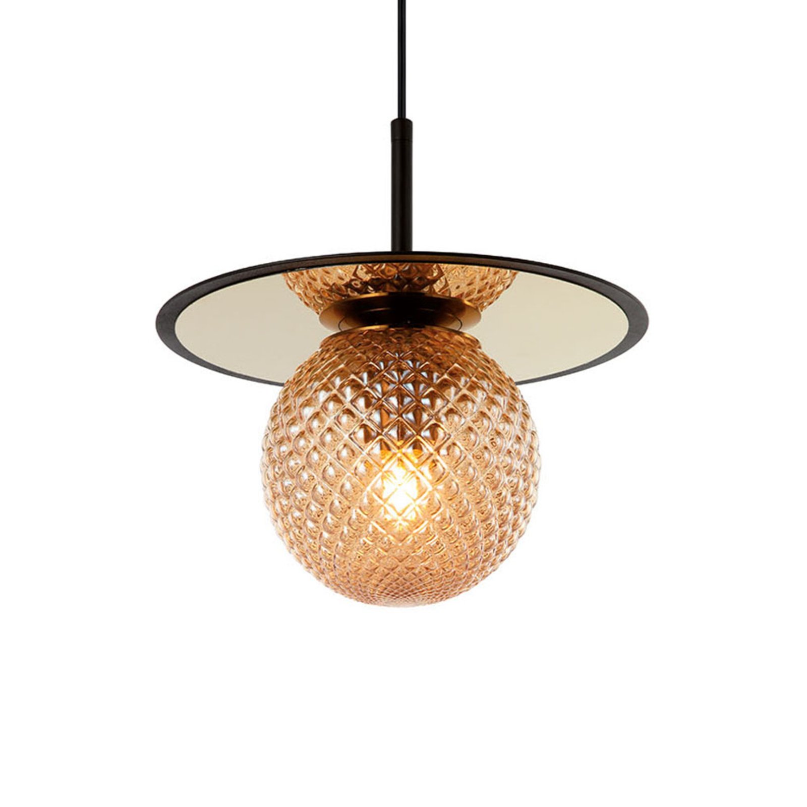 Viokef Cairo hanging light made of glass, amber, for Living / Dining Room, glass, steel, E27, 40 W, energy efficiency: A++