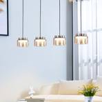 Lucande Diano pendant light, amber, four-bulb