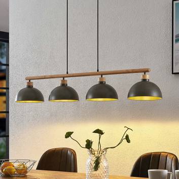 Lindby Tirzana hanglamp, 4-lamps, donkergrijs
