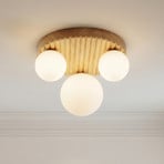Lindby Mori ceiling light, Ø34 cm, G9, natural/white, wood/glass