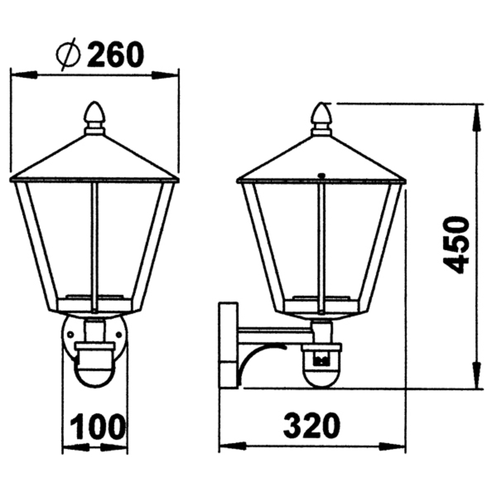 Buitenwandlamp 671, wit met bewegingsmelder