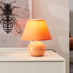 Stolní lampa Primo, oranžová, Ø 19 cm, textil/keramika