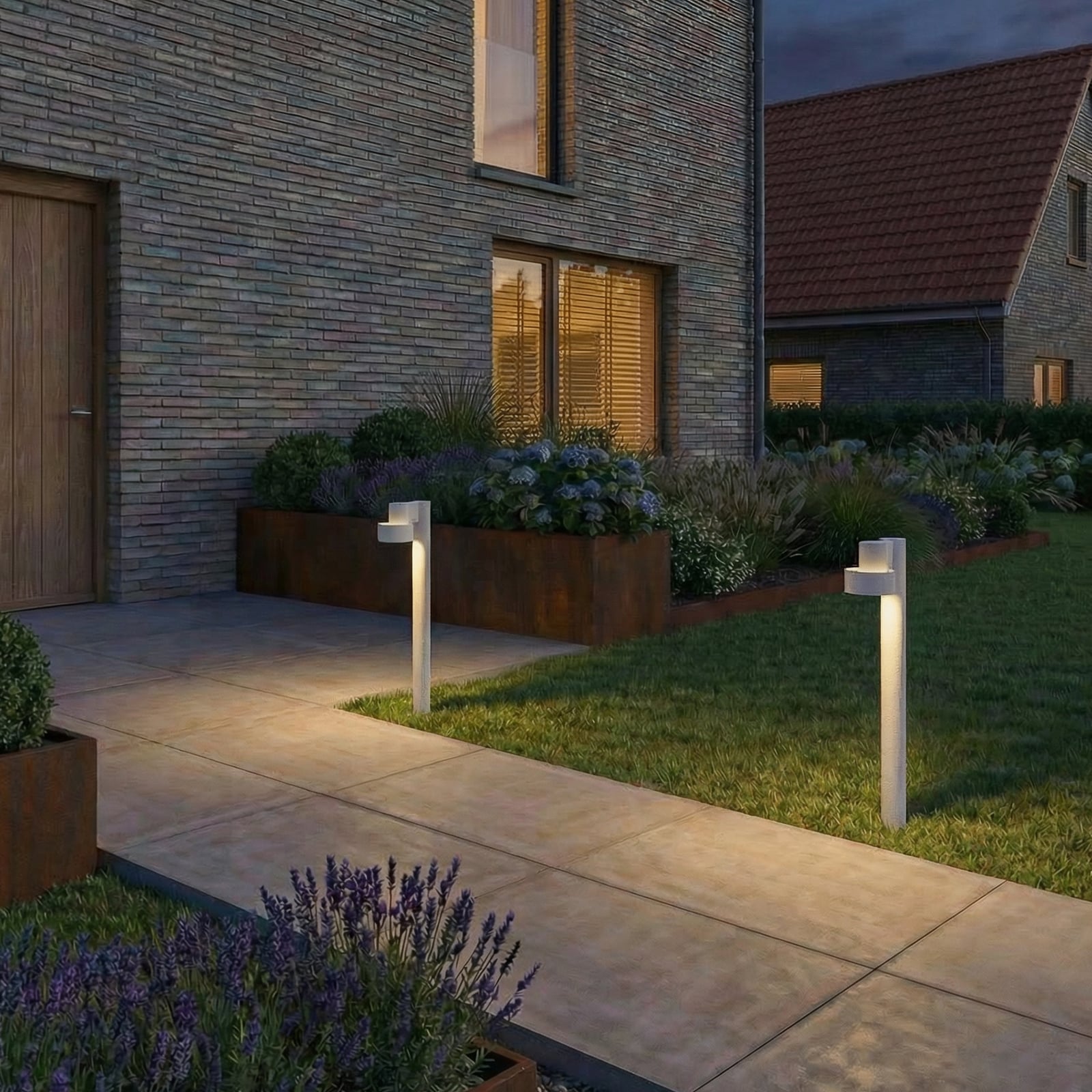 Bolardo luminoso LED Lucande Elune, gris, IP44, altura 77 cm