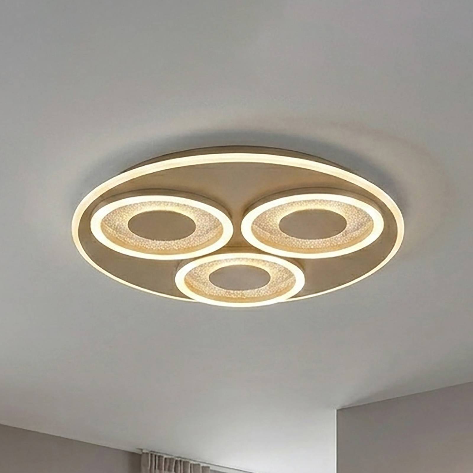 Lampa sufitowa LED Wreath Flush, kolor piaskowy, CCT, żelazo, ściemniana