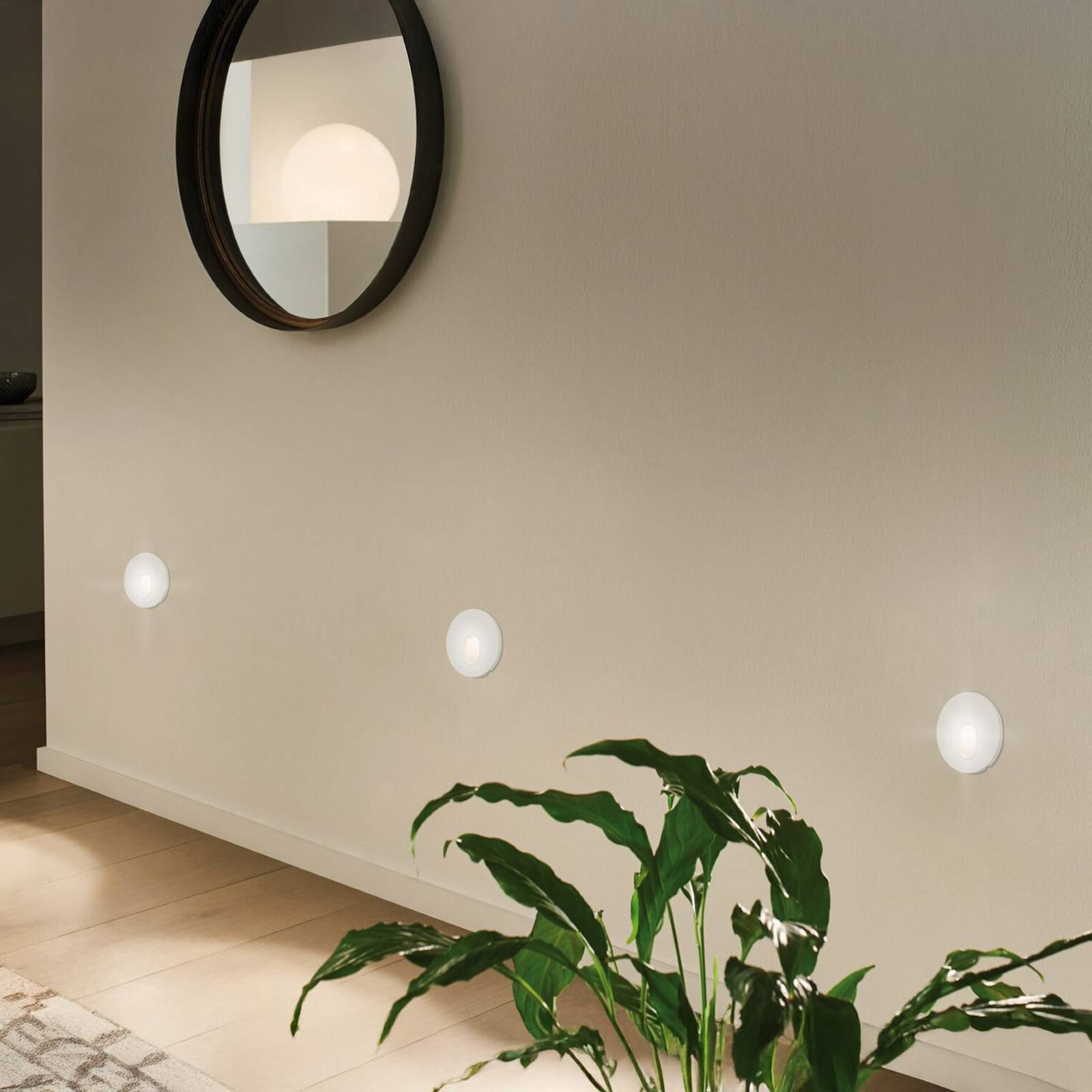 Applique encastrable LED Paulmann Wall, blanche, ronde, en plastique