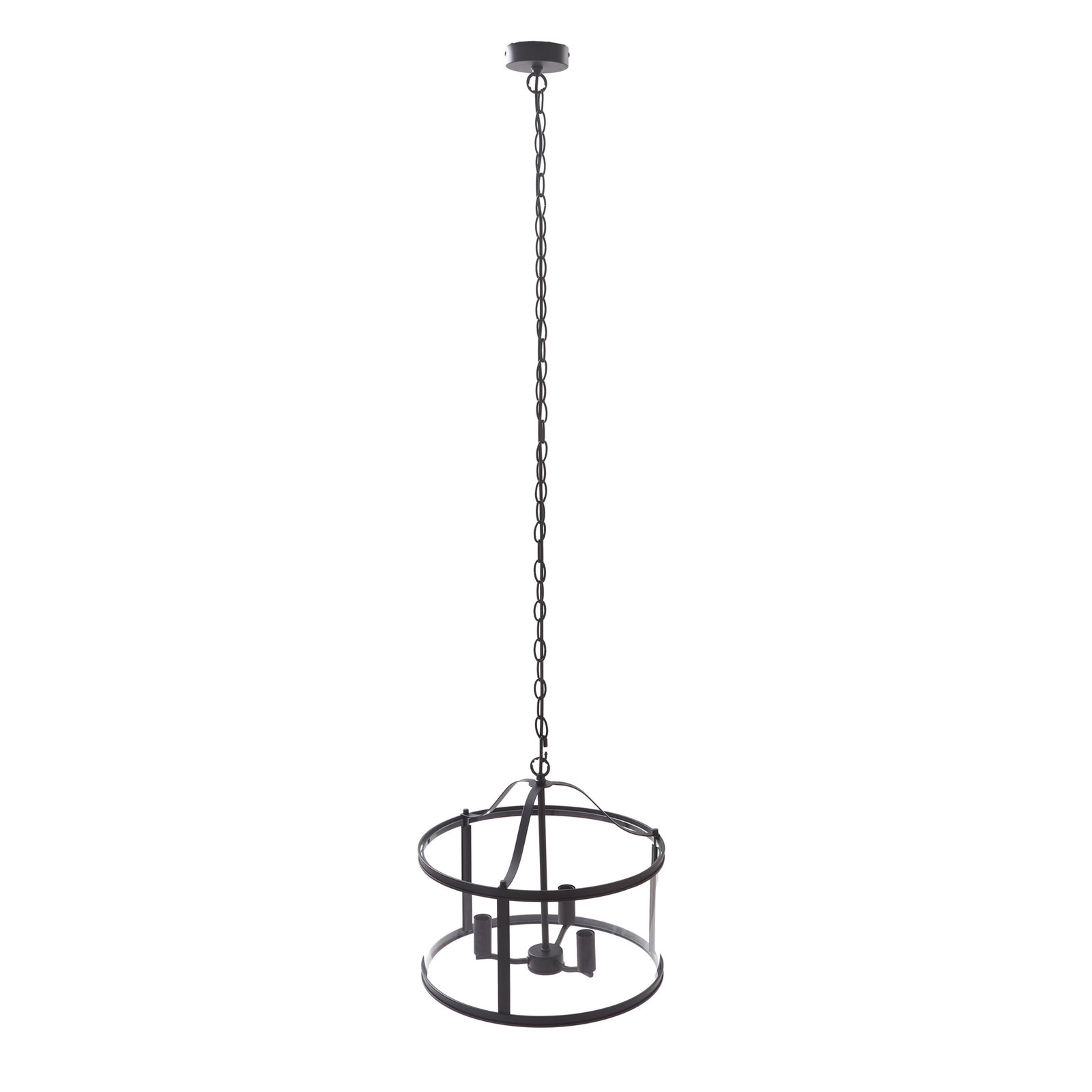 Lucande hanglamp Eryk, Ø 40 cm, zwart, glas, 3-lamps