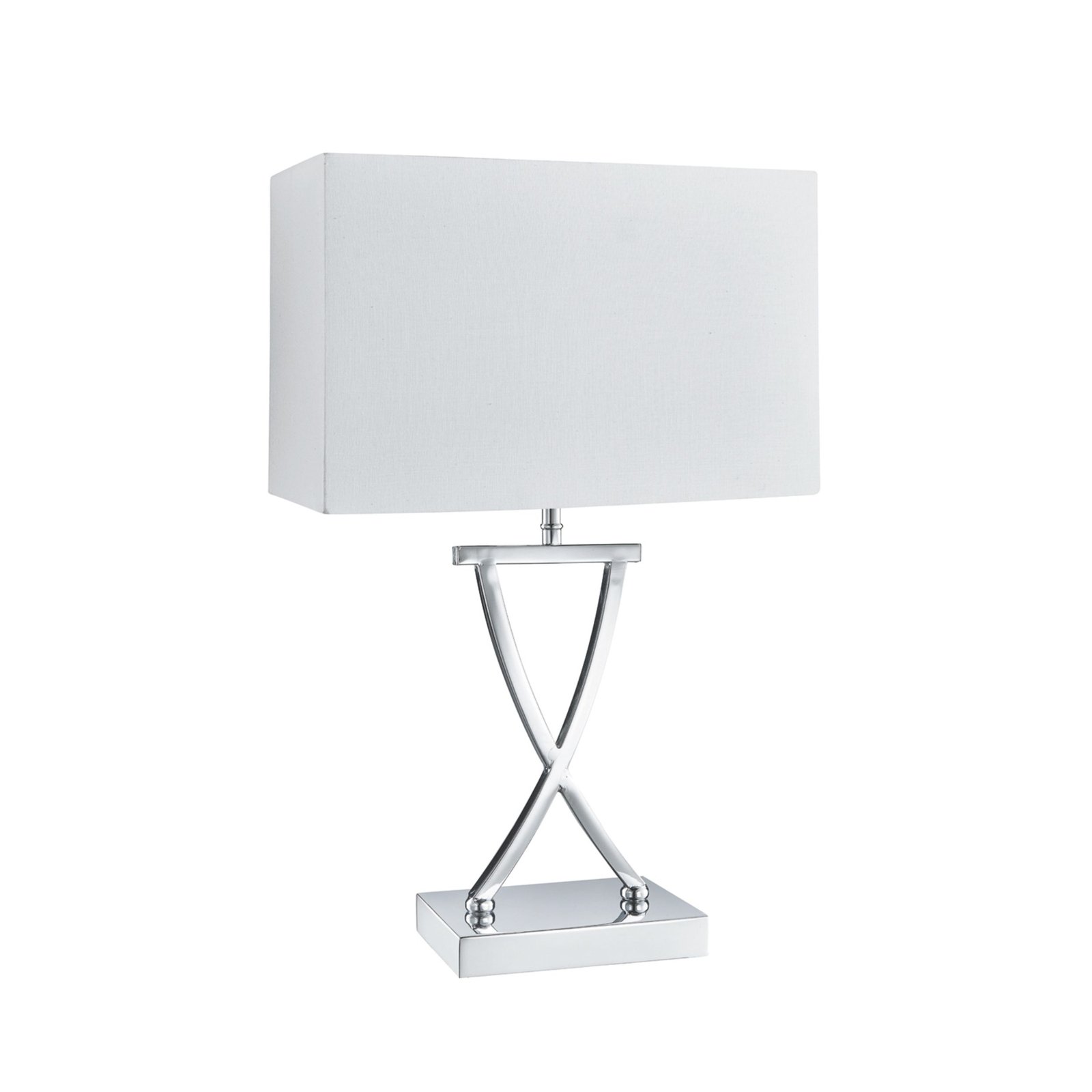 Club table lamp, chrome/white, 35.5 cm high, textile, E14