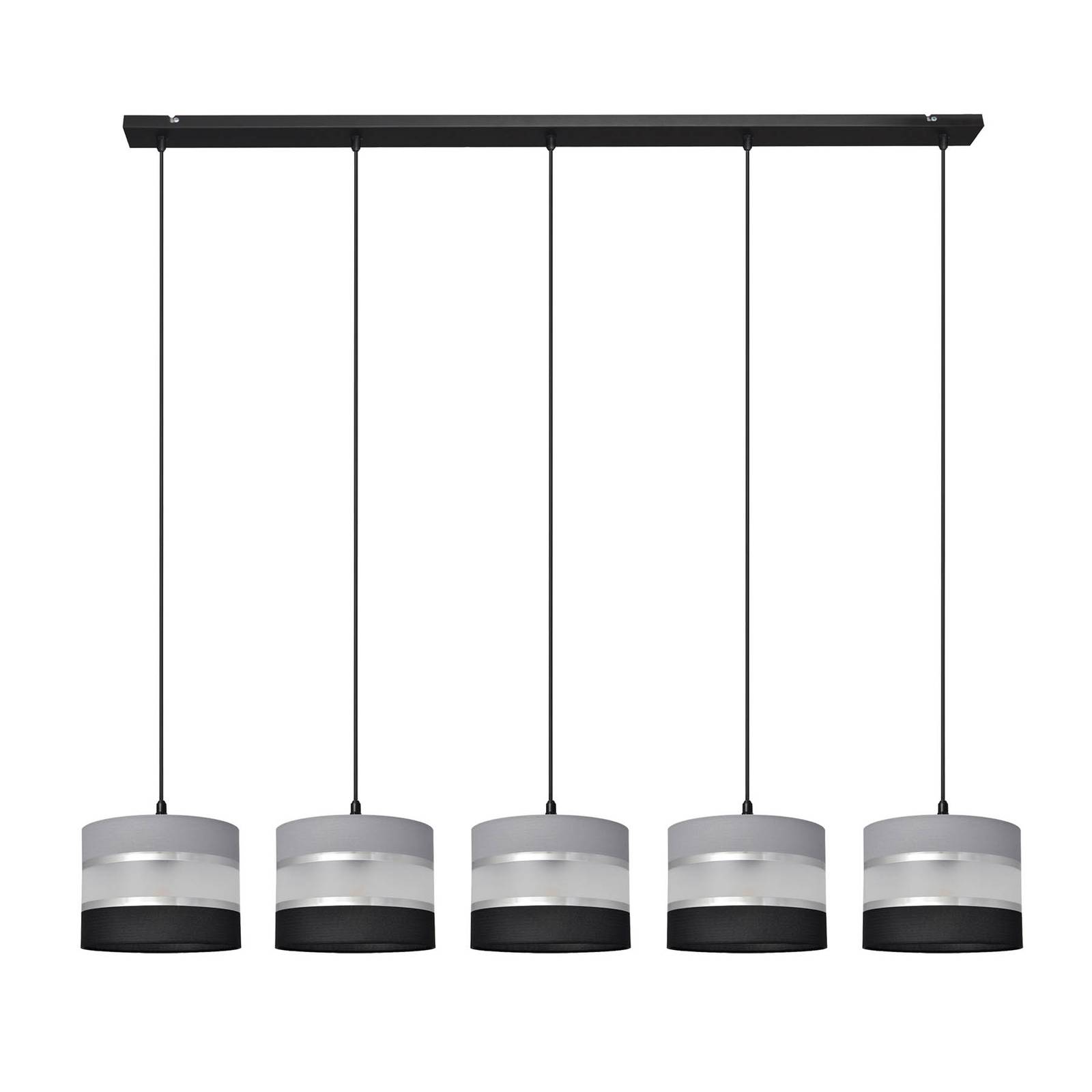 Suspension Helen gris-noir-argenté 5 lampes