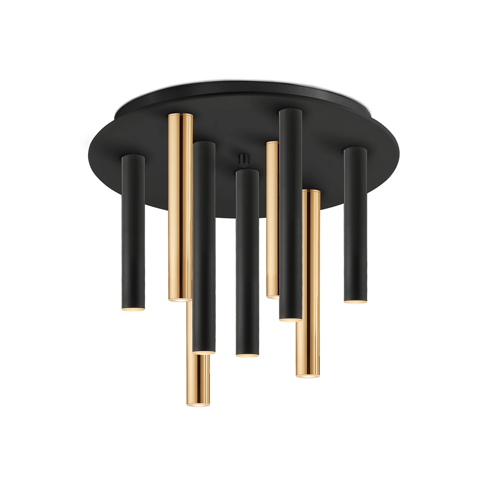 LED plafondlamp Varas dimbaar, 9-lamps, goud/zwart, metaal