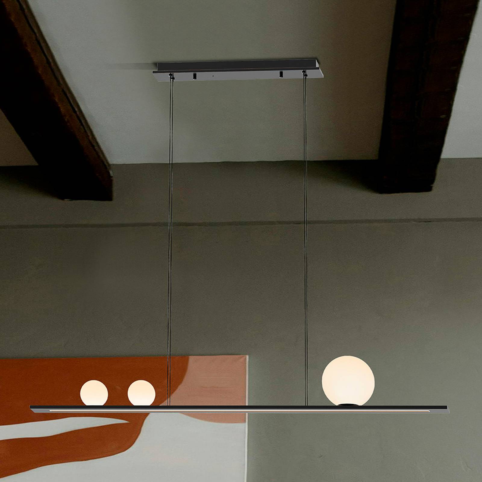 LED-Pendellampe Mila, schwarz, Länge 120 cm, Metall günstig online kaufen