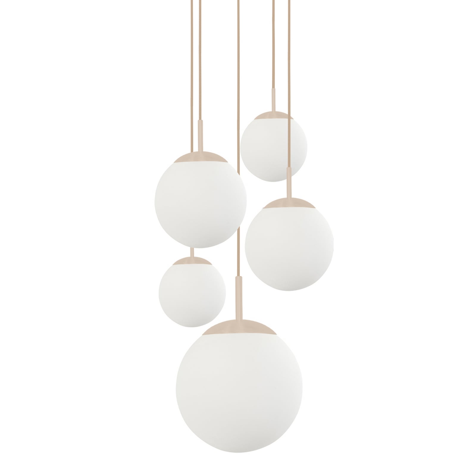 Suspension Bollique, crème/blanc opale, verre, à 5 lampes