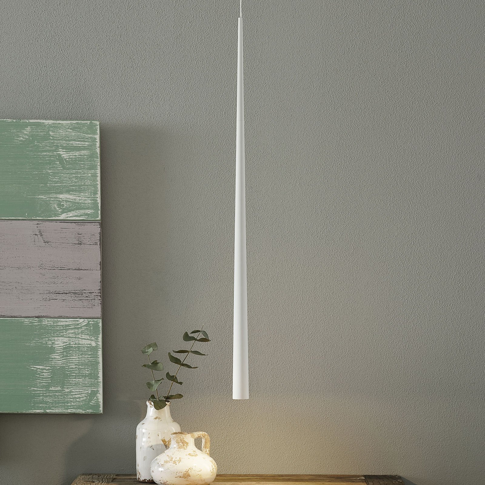 Bendis - smukła lampa wisząca LED w kolorze białym