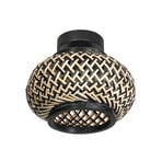 Φωτιστικό οροφής Bloeba, μαύρο, πλέξη από μπαμπού, Ø 22,5 cm