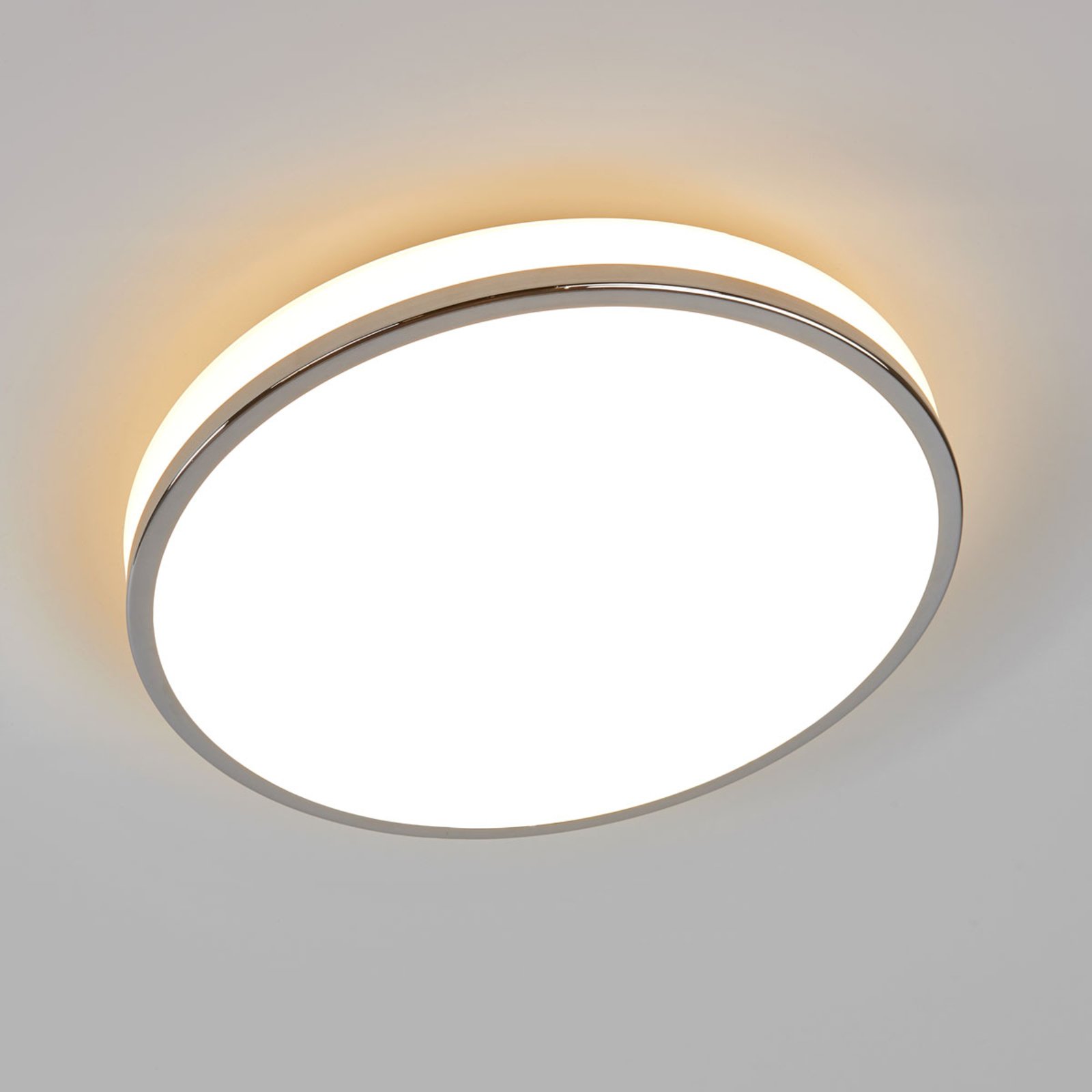 Lyss Round LED Ceiling Lamp IP44 Ø34 Chrome - Lindby