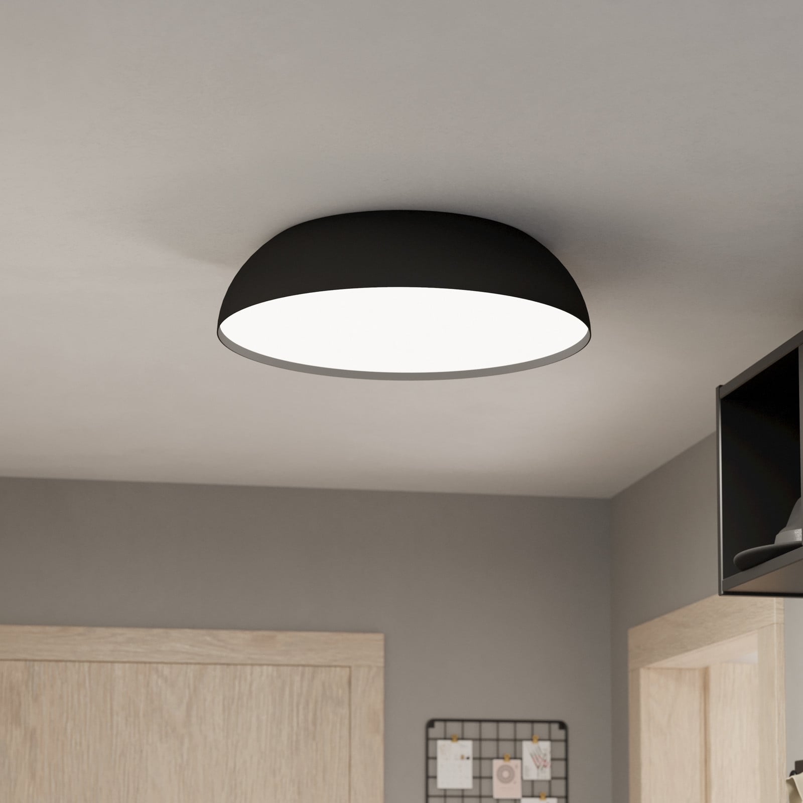 EGLO Lampă suspendată Tabley negru/culoare naturală 89 cm țesătură 3 becuri. - Camera de zi / sufragerie - negru natural - Țesătură / Textil