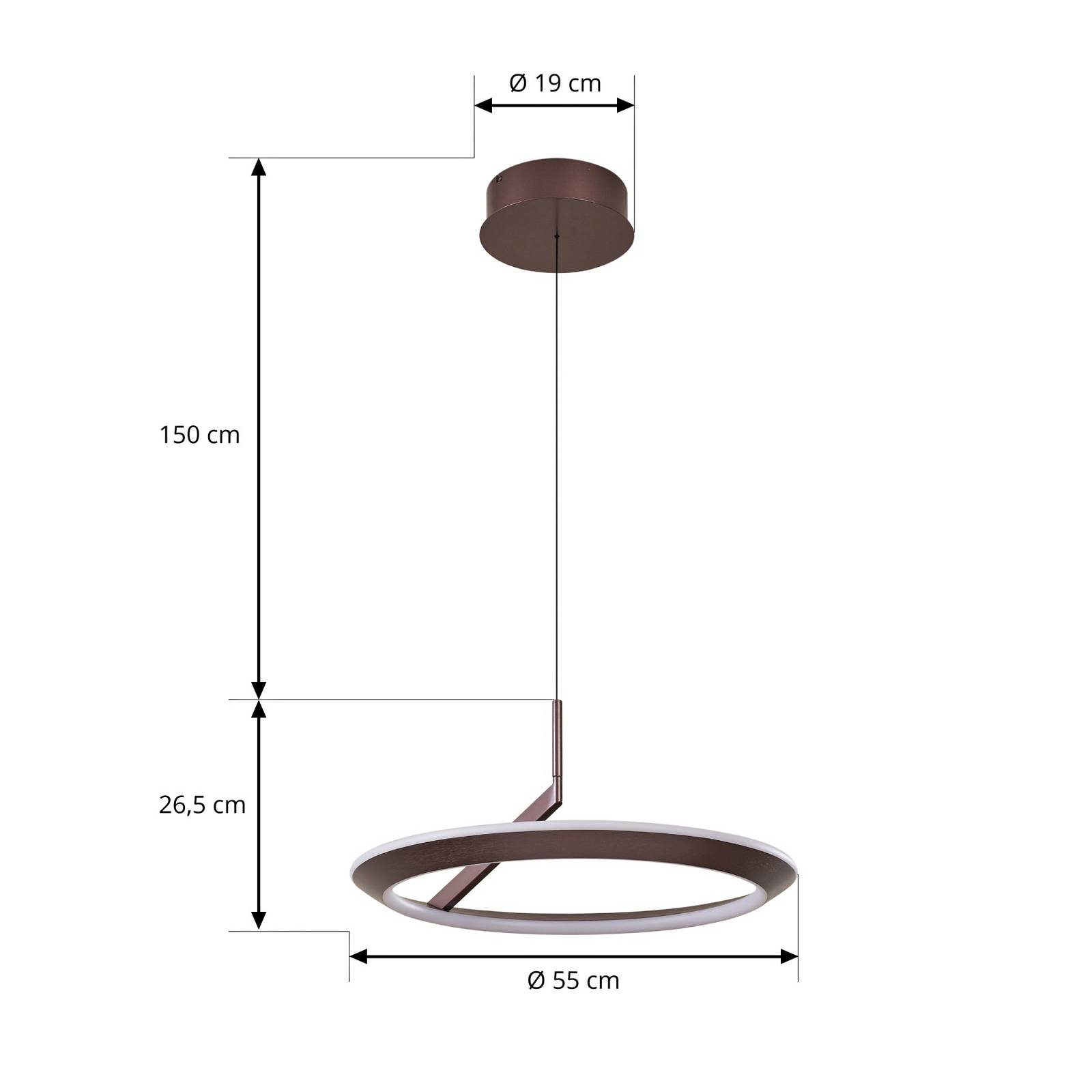 Lucande żyrandol LED Eldra, brąz kawowy, Ø 55 cm, CCT