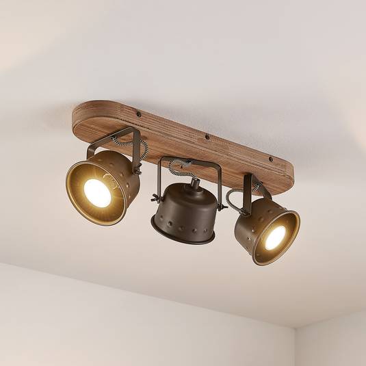 Faretto Soffitto 3 Luci MeineWunschleuchte - Nero/Oro Opaco | 48cm | LED GU10 Dimmerabile