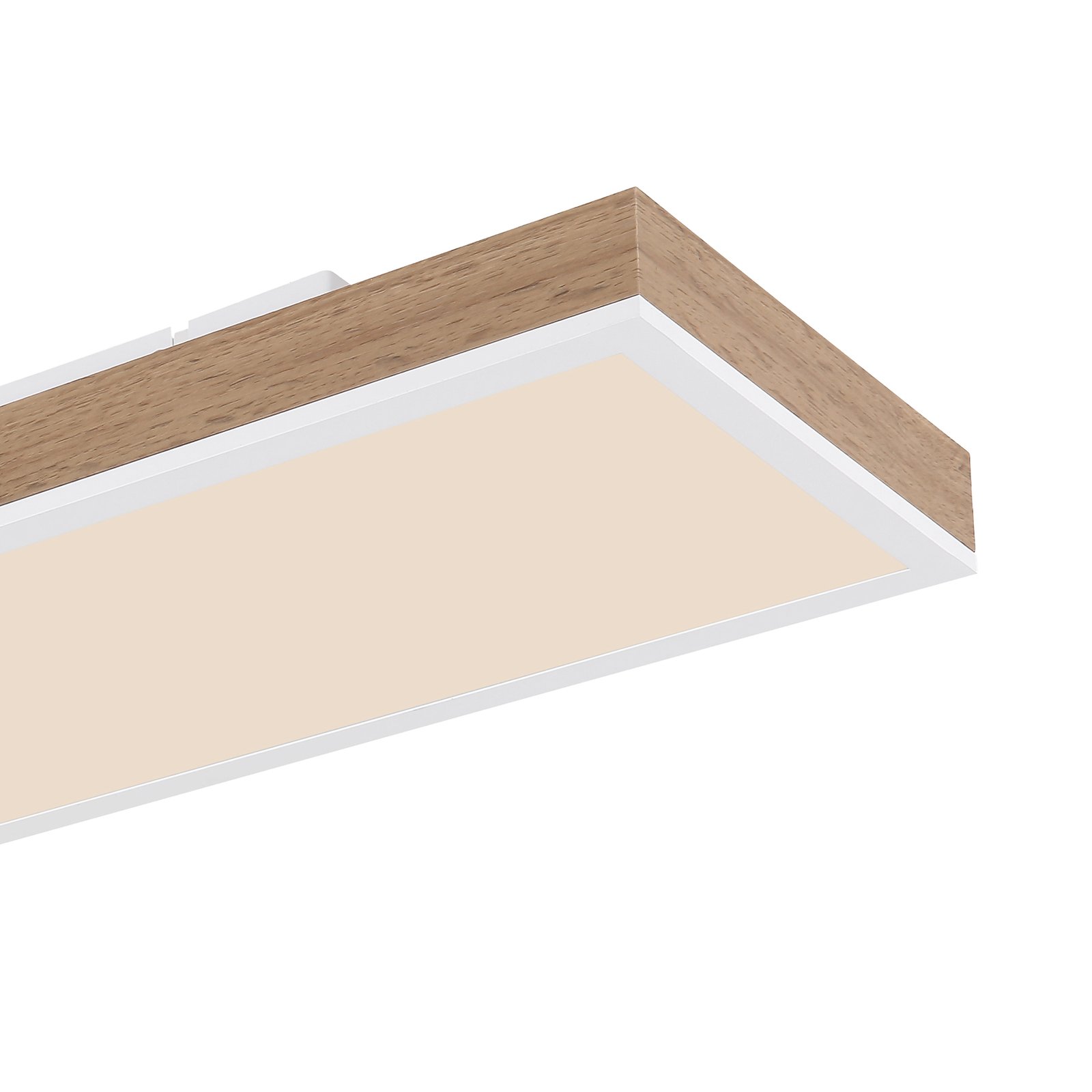 LED ceiling lamp Doro, length 80 cm, dark wood, wood, CCT