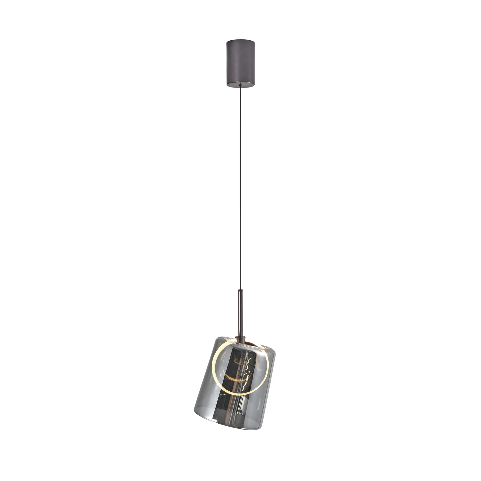 Paul Neuhaus Zula LED visilica, dimno siva, Ø 15 cm, staklo