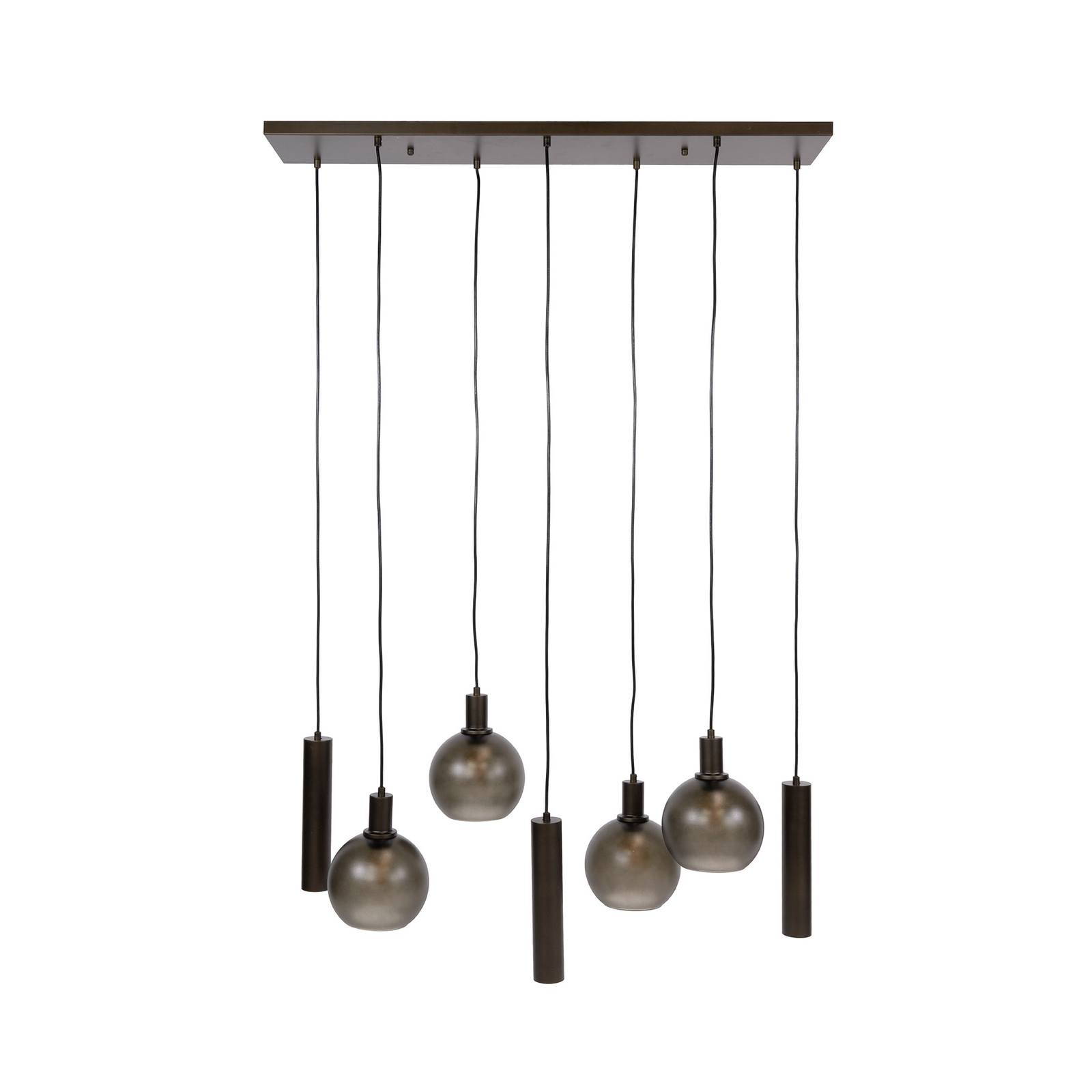 Pendelleuchte Sfera Tricolore, schwarz, 7-flg., E27/GU10