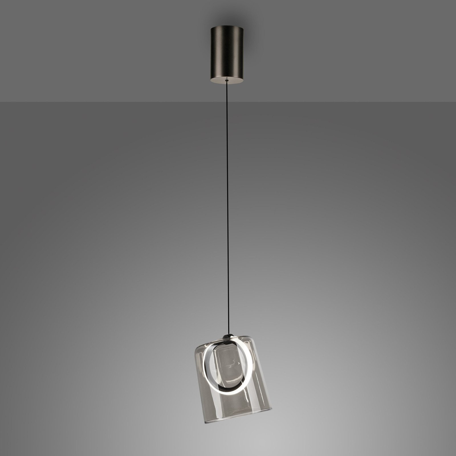 Paul Neuhaus LED hanglamp Zula, rookgrijs, Ø 15 cm, glas