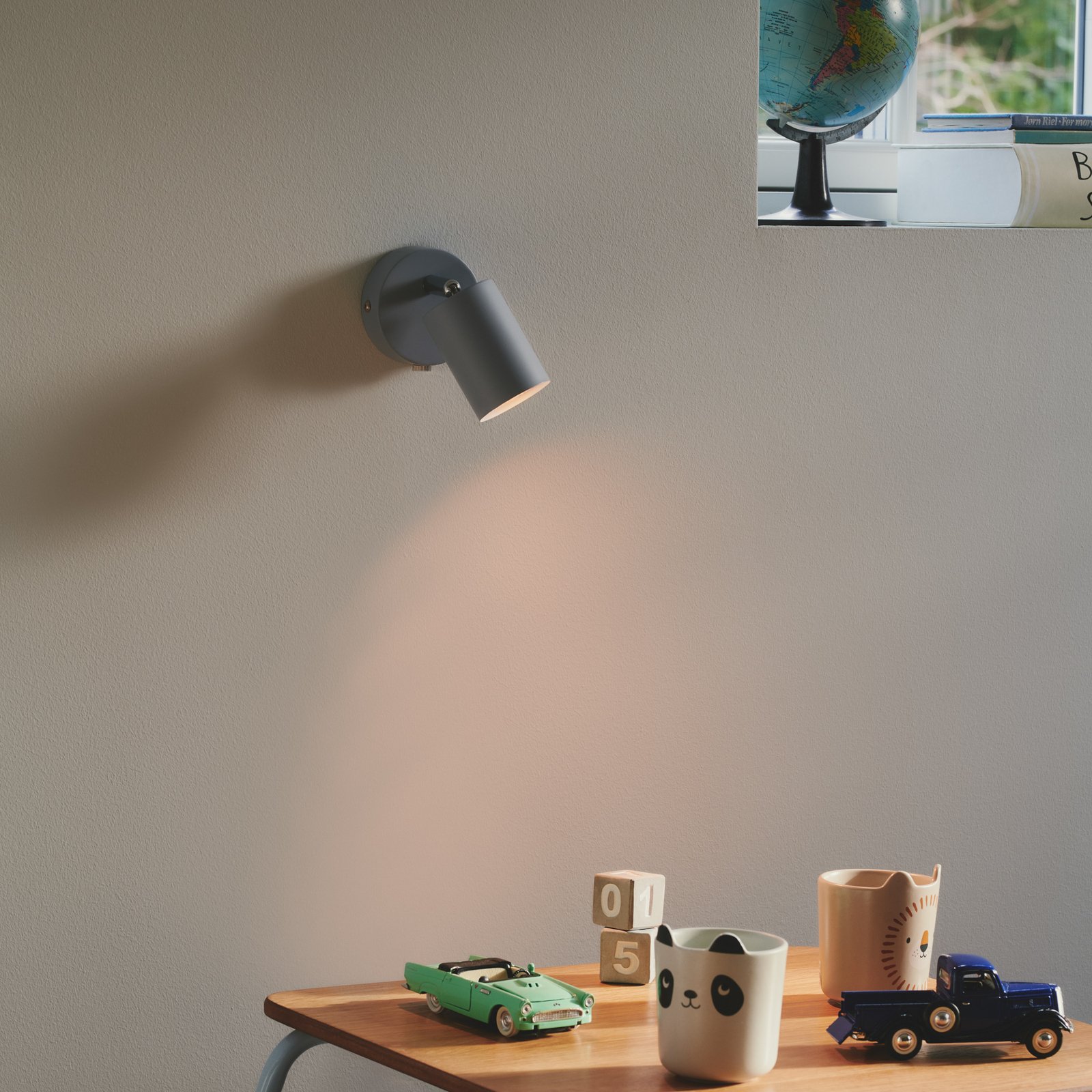Explore wall spotlight with cable and plug, GU10, blue