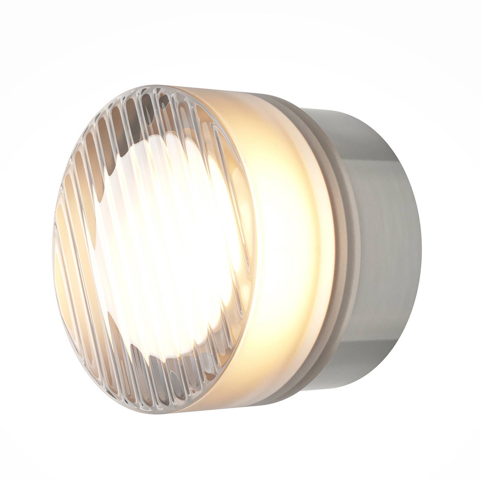 LED-Wandleuchte OLO, platin/klar strukturiert, Ø 13 cm, CCT