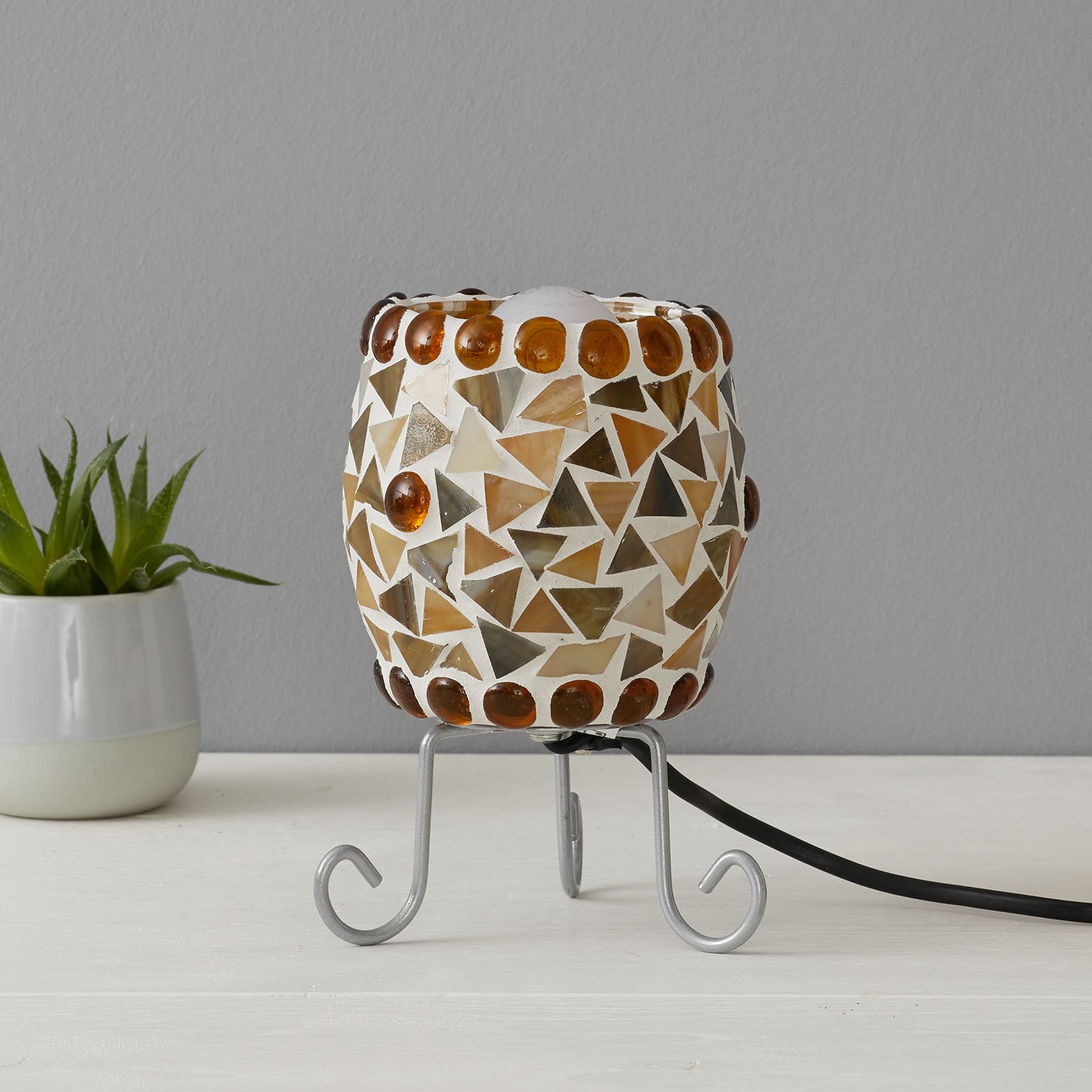 Lampa stołowa Enya szklana mozaika kremowo-brązowa