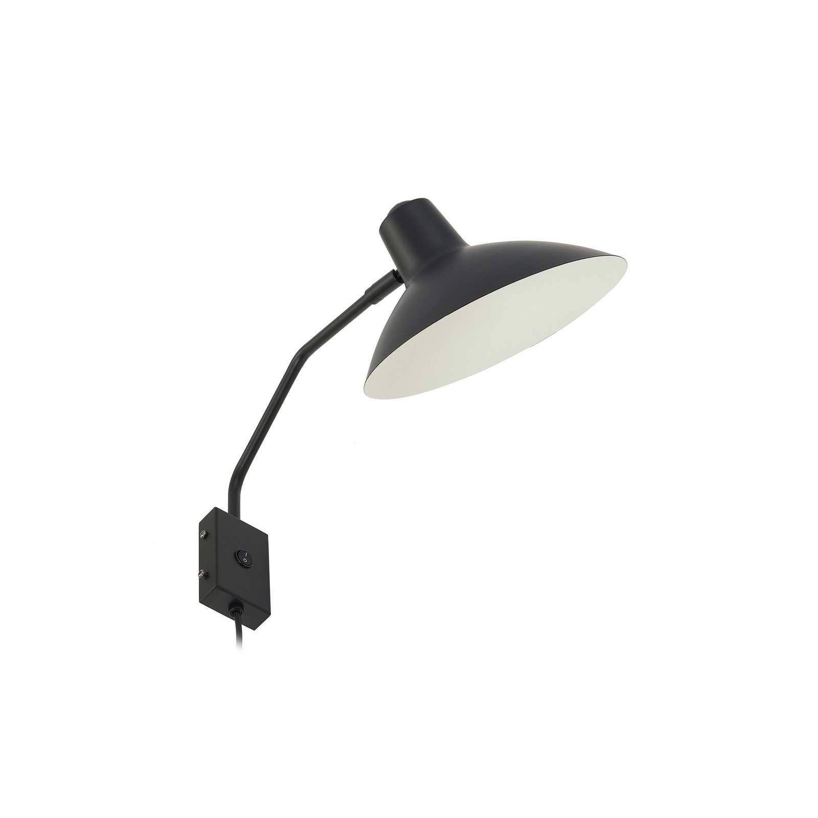 Lindby vegglampe Adrik, svart, metall, med stikkontakt