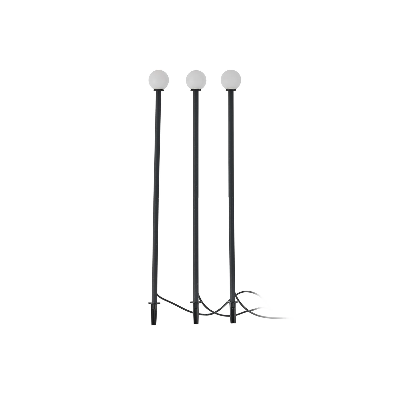 Lindby LED solarna lampa Brindley, sada 3 ks, čierne, sklo