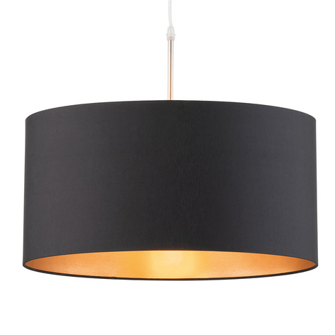 Hengelampe Marie, tekstilskjerm, svart, Ø 50 cm