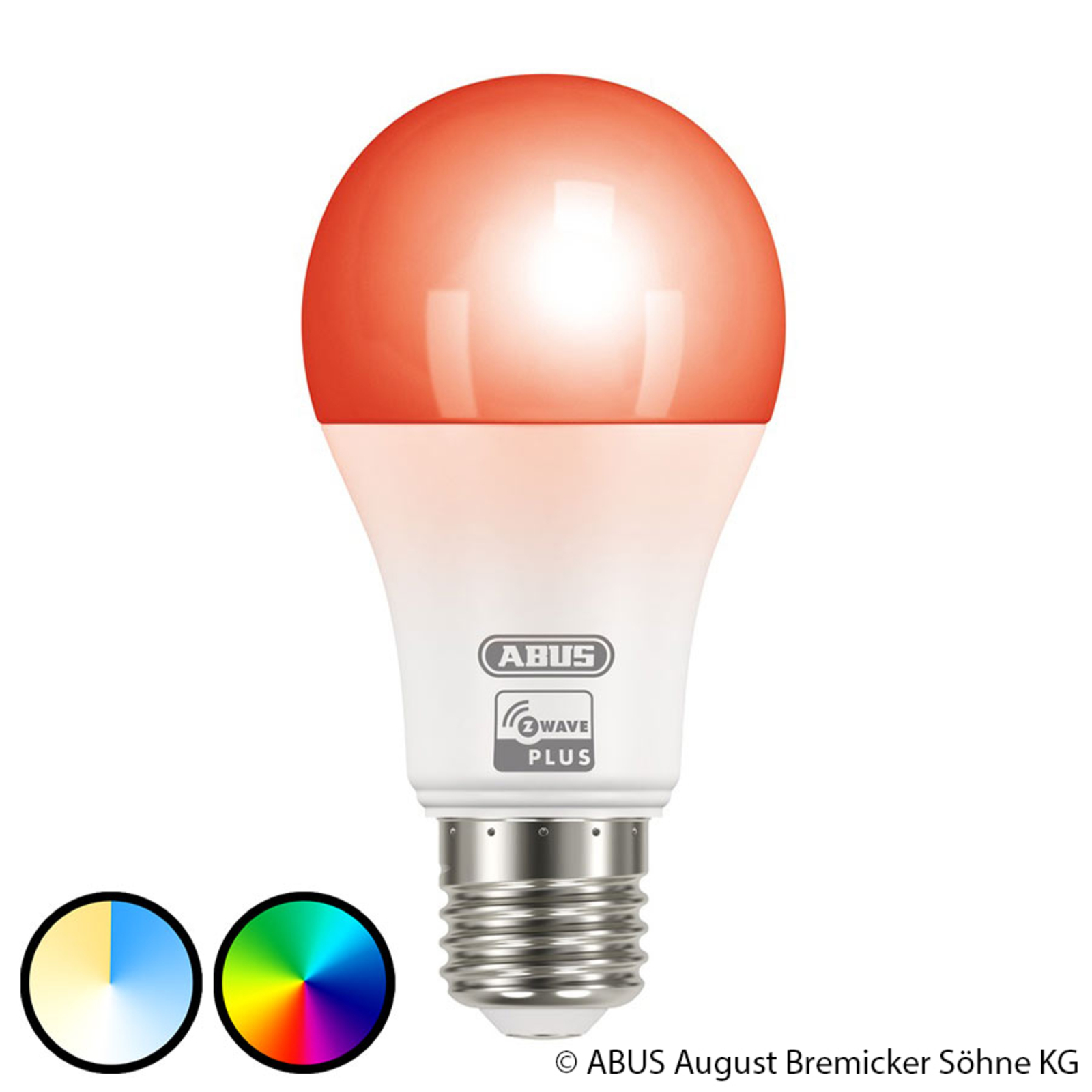 ABUS Z-Wave E27 9.5 W LED bulb, RGBW, plastic, E27, 9.5 W, energy efficiency: A+, L: 12 cm