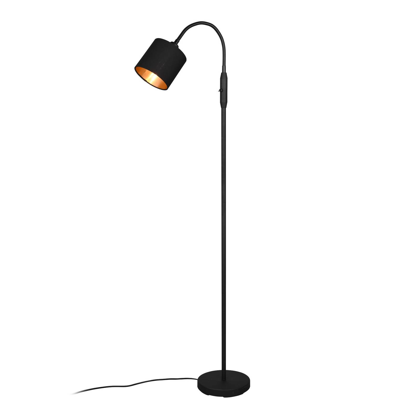 Reality Leuchten - Stehleuchte tommy 1 flammig Metall Stoffschirm Schwarz Gold Höhe 130cm
