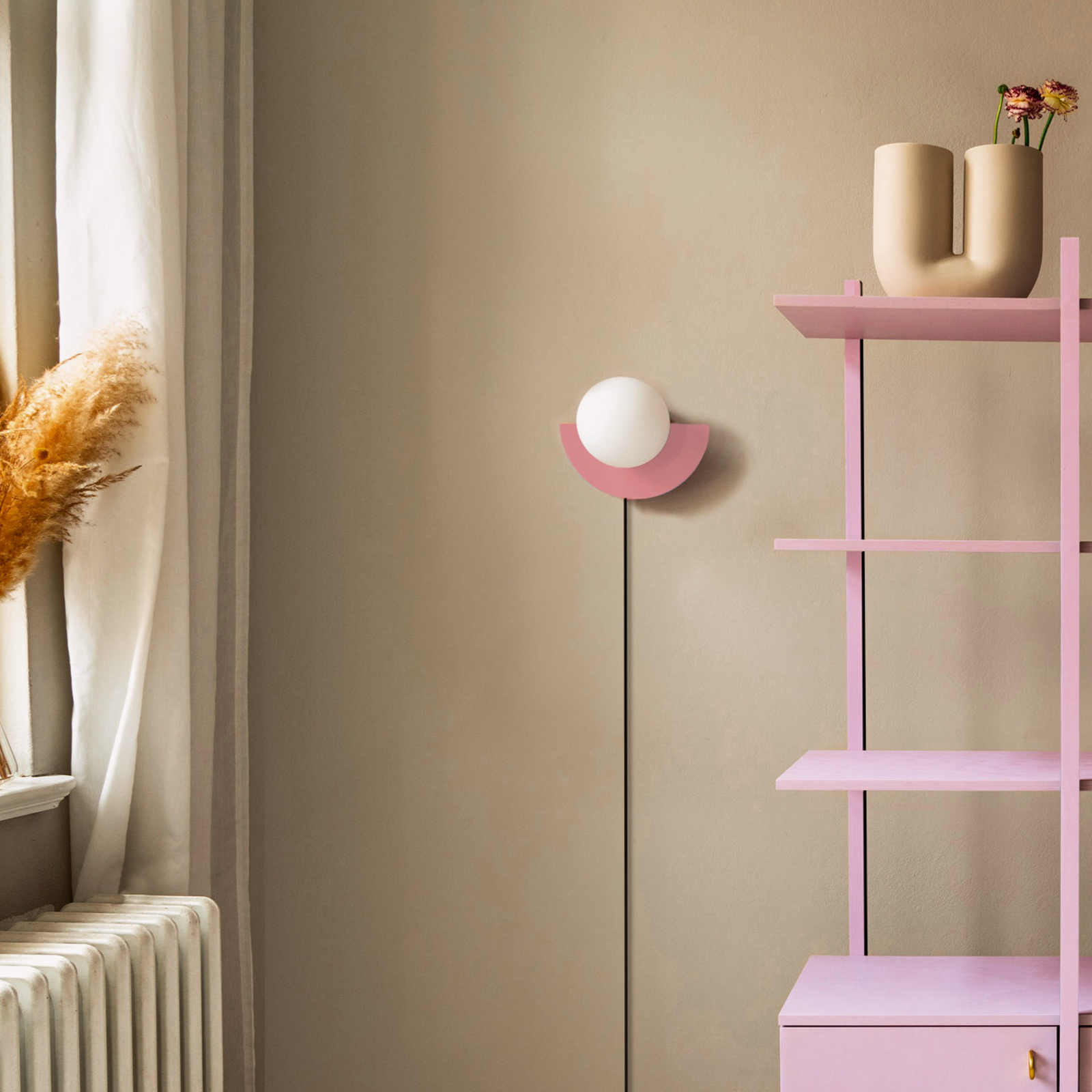 Lampa ścienna Node Circle 01, jasnoróżowy, 37 cm – Swedish Ninja