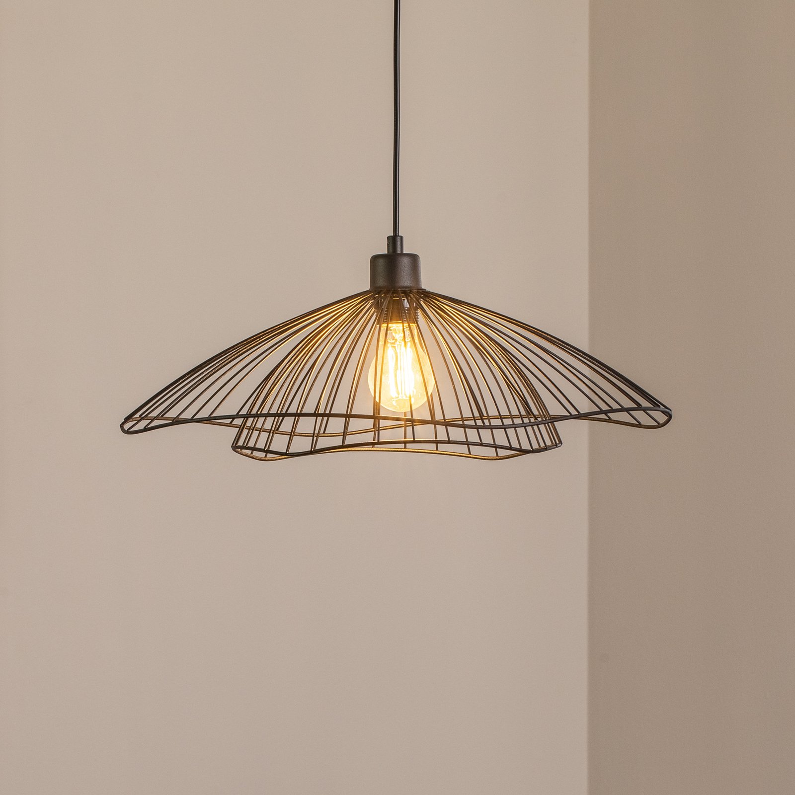 Pendant light Tel, black, metal, Ø 50 cm, metal