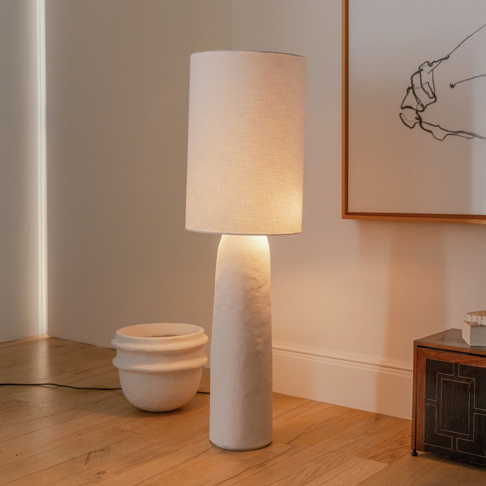 03 WHITE EARTH gulvlampe, papmaché, lin, E14 – Serax - Stue - Design - Papir / kartong - Med en lyskilde