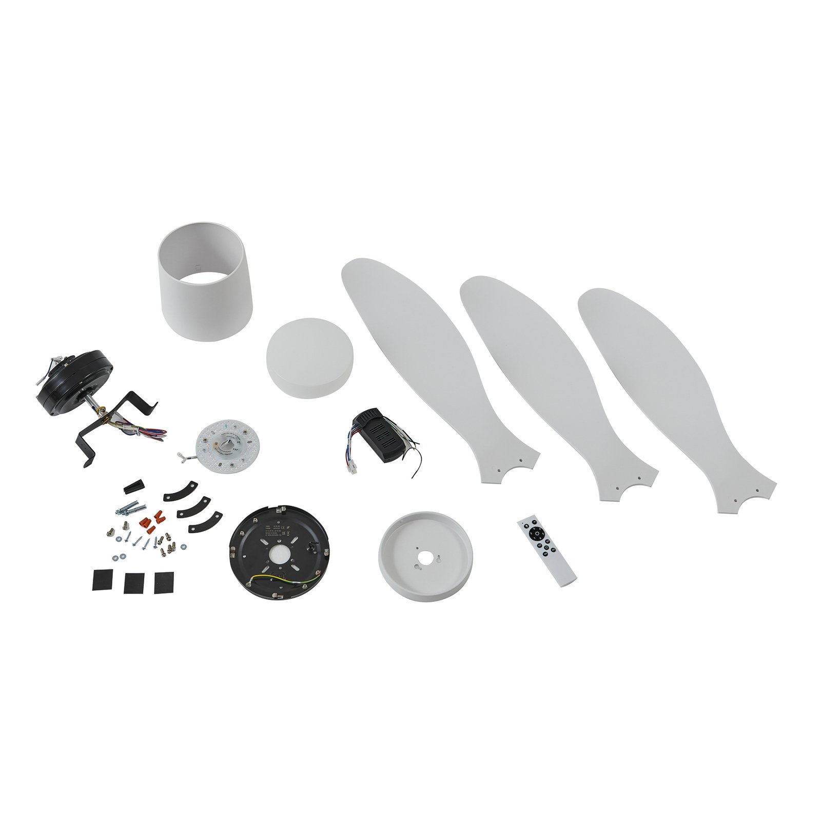 Lucande LED-Deckenventilator Kayu, weiß, DC, leise, Ø 132 cm
