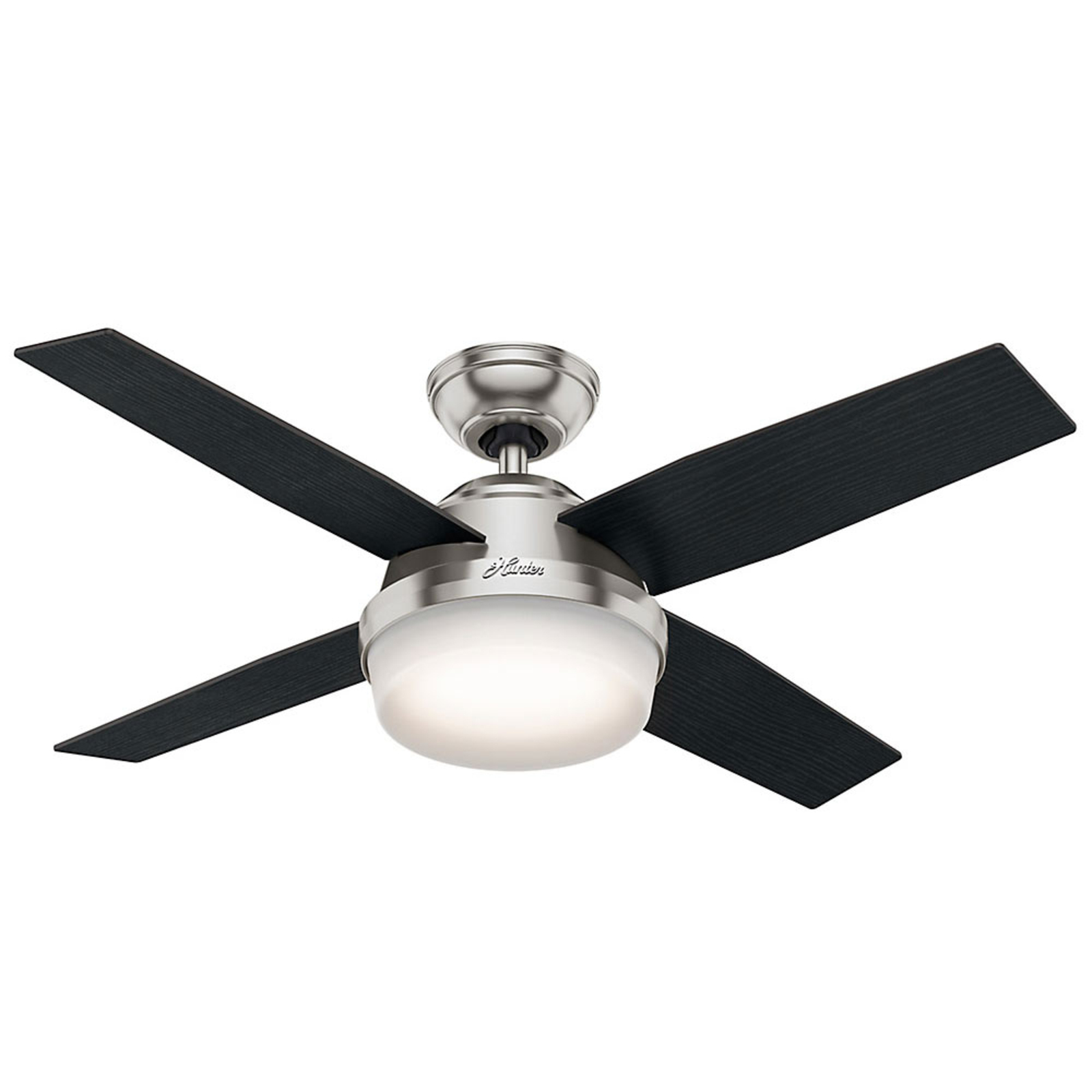 Ventilator Hunter cu lumină Dante, negru/maro, silențios, E27