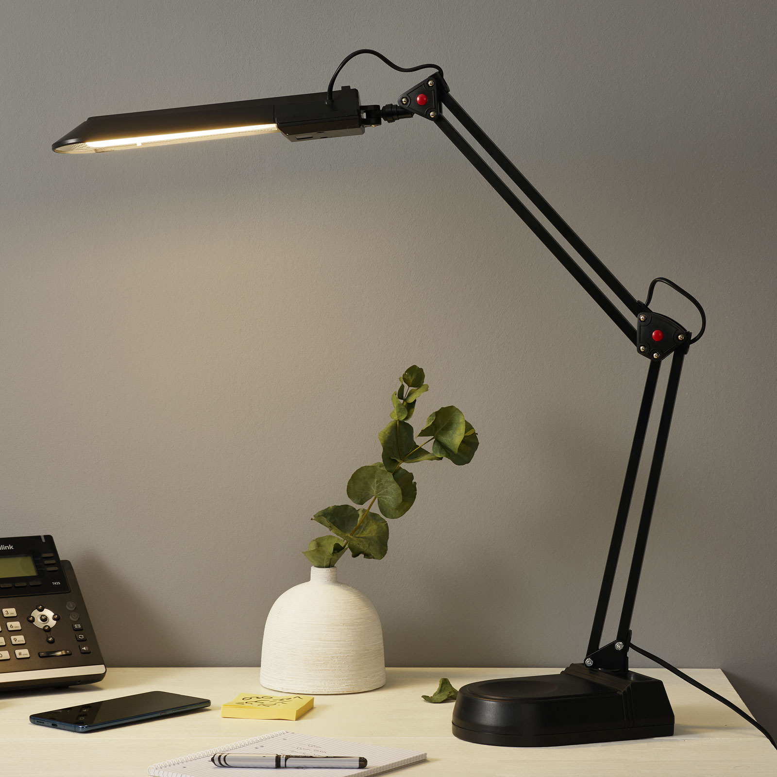ALCO Workplace light PRACY, black, for Workroom / Office, metal, G23, 11 W, energy efficiency: A, H: 70 cm