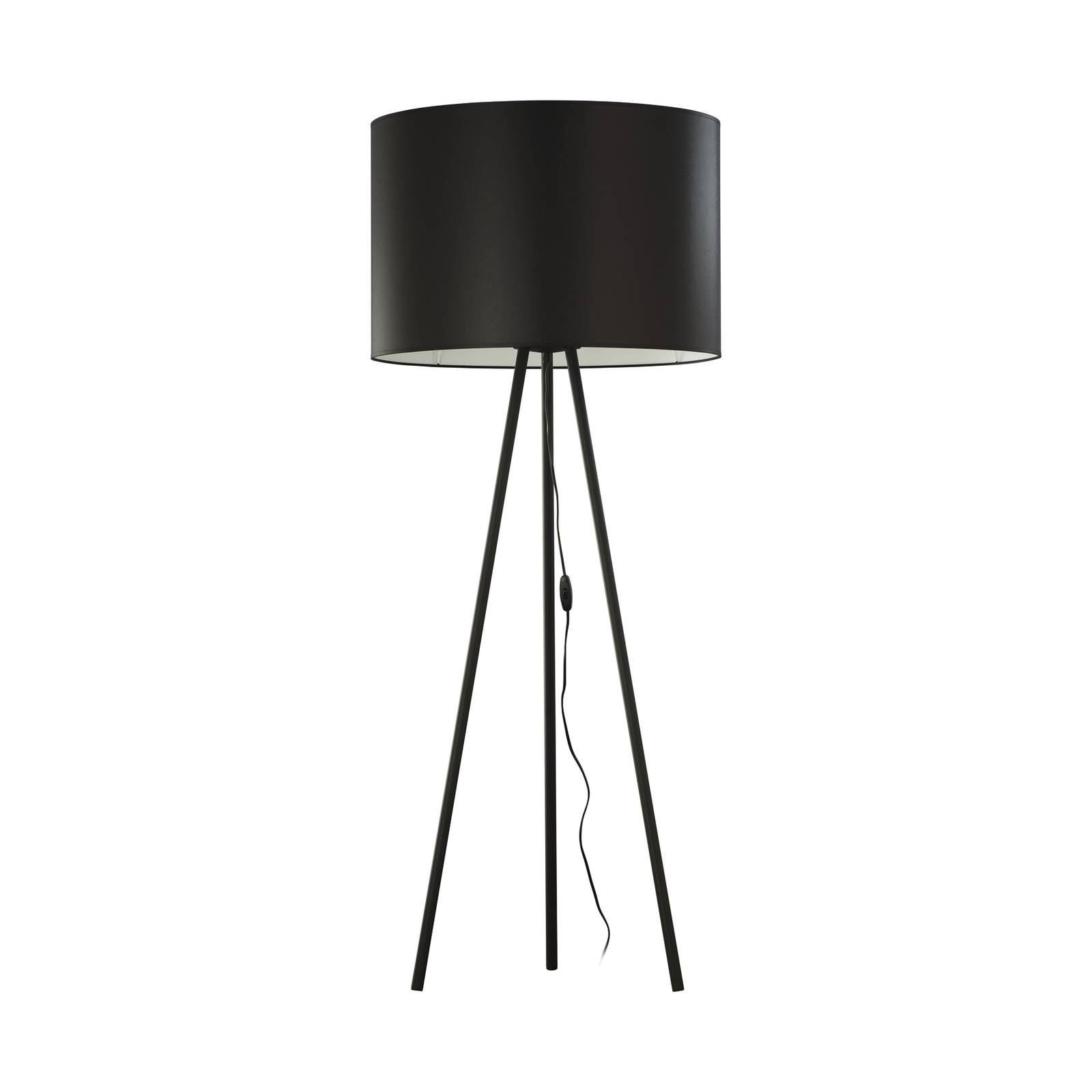 Golvlampa Winston, trebent, skärm svart
