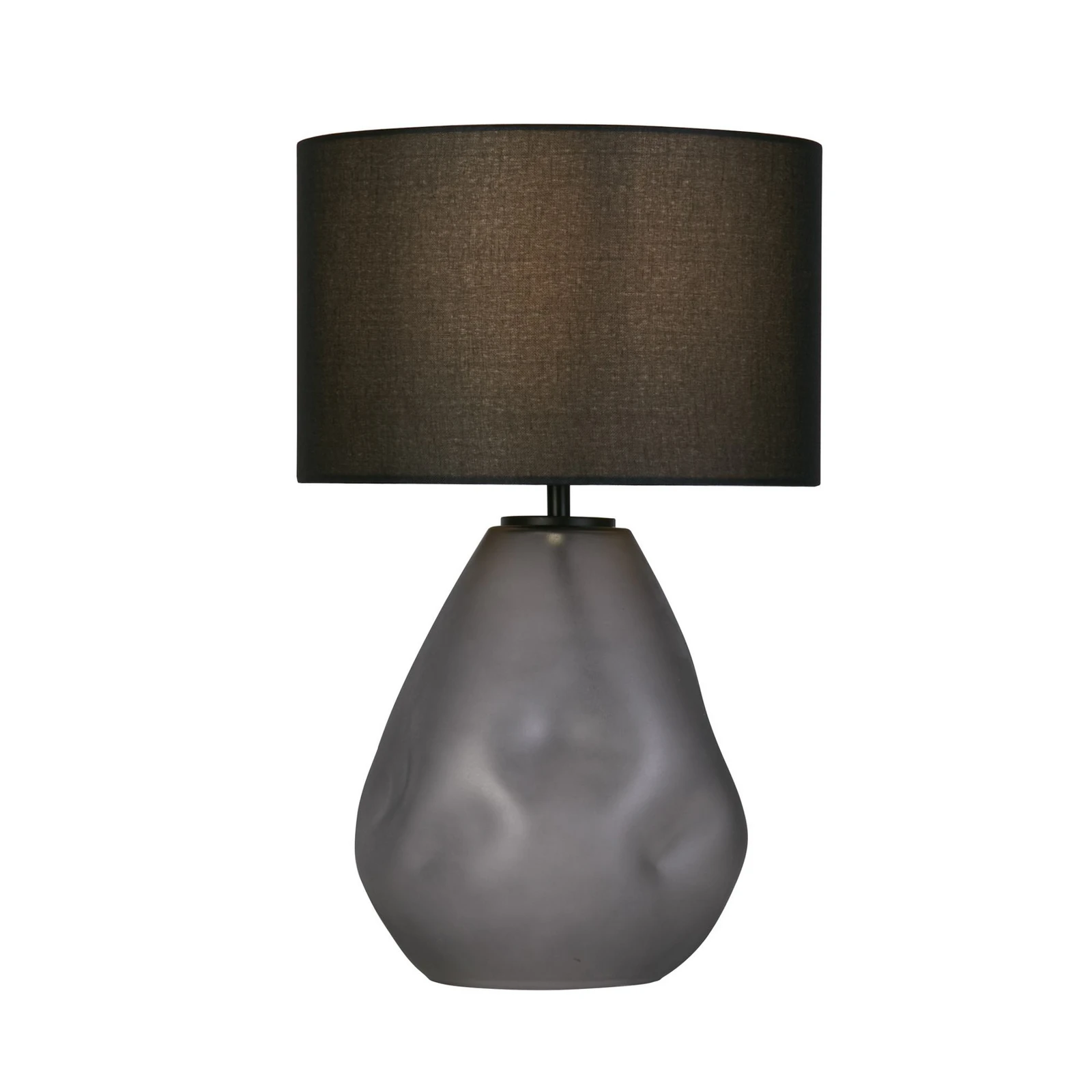 Devon tafellamp, zwart/rookgrijs Hoogte 44,5 cm textiel/glas