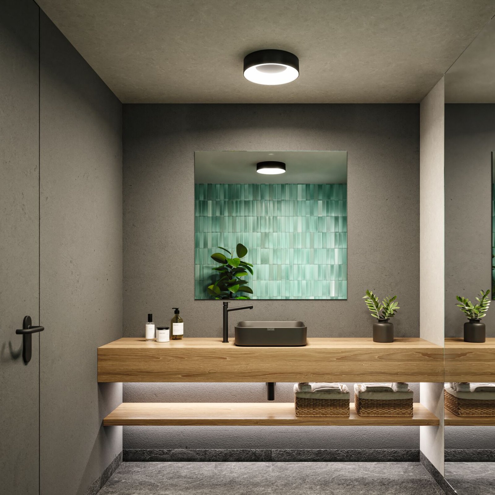 Casca LED plafón IP44 blanco/negro mate - Paulmann