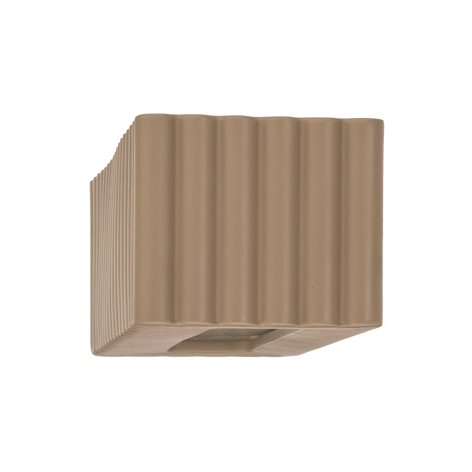 Rigata-seinävalaisin, taupe, keraaminen, pituus 34 cm, valo ylös/alas Rigata-seinävalaisin, taupe, keraaminen, pituus 34 cm, valo ylös/alas