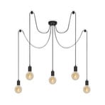 Lampada a sospensione Bulbo, acciaio nero, versione a 5 luci