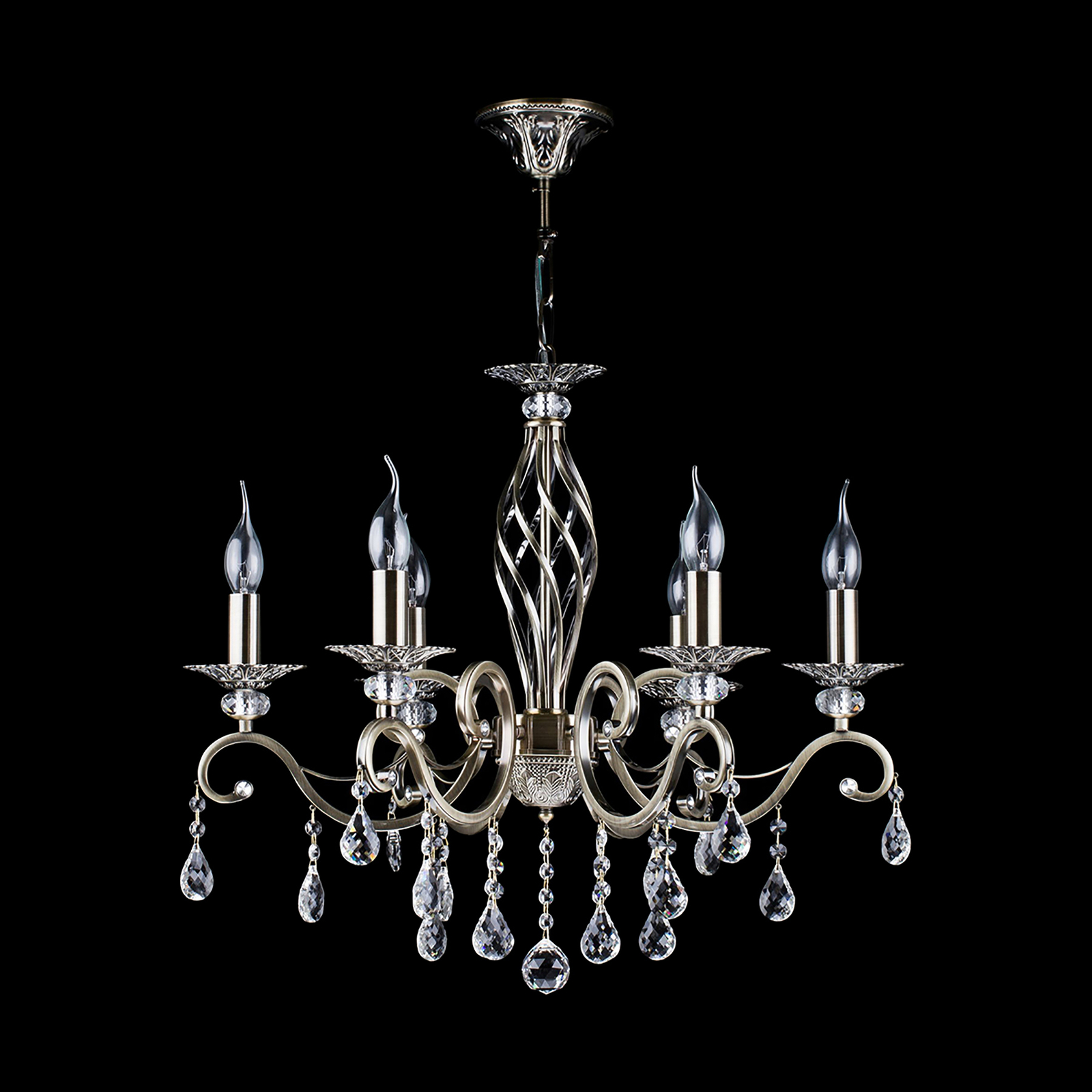Maytoni Grace chandelier 6-bulb brass/white